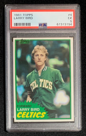 Larry Bird 1981 Topps Basketball Card #4 Graded PSA 5-Powers Sports Memorabilia