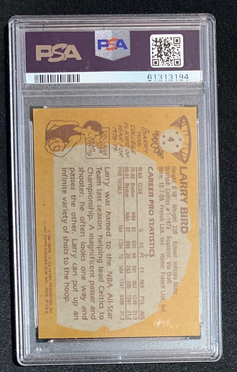 Larry Bird 1981 Topps Basketball Card #4 Graded PSA 5-Powers Sports Memorabilia