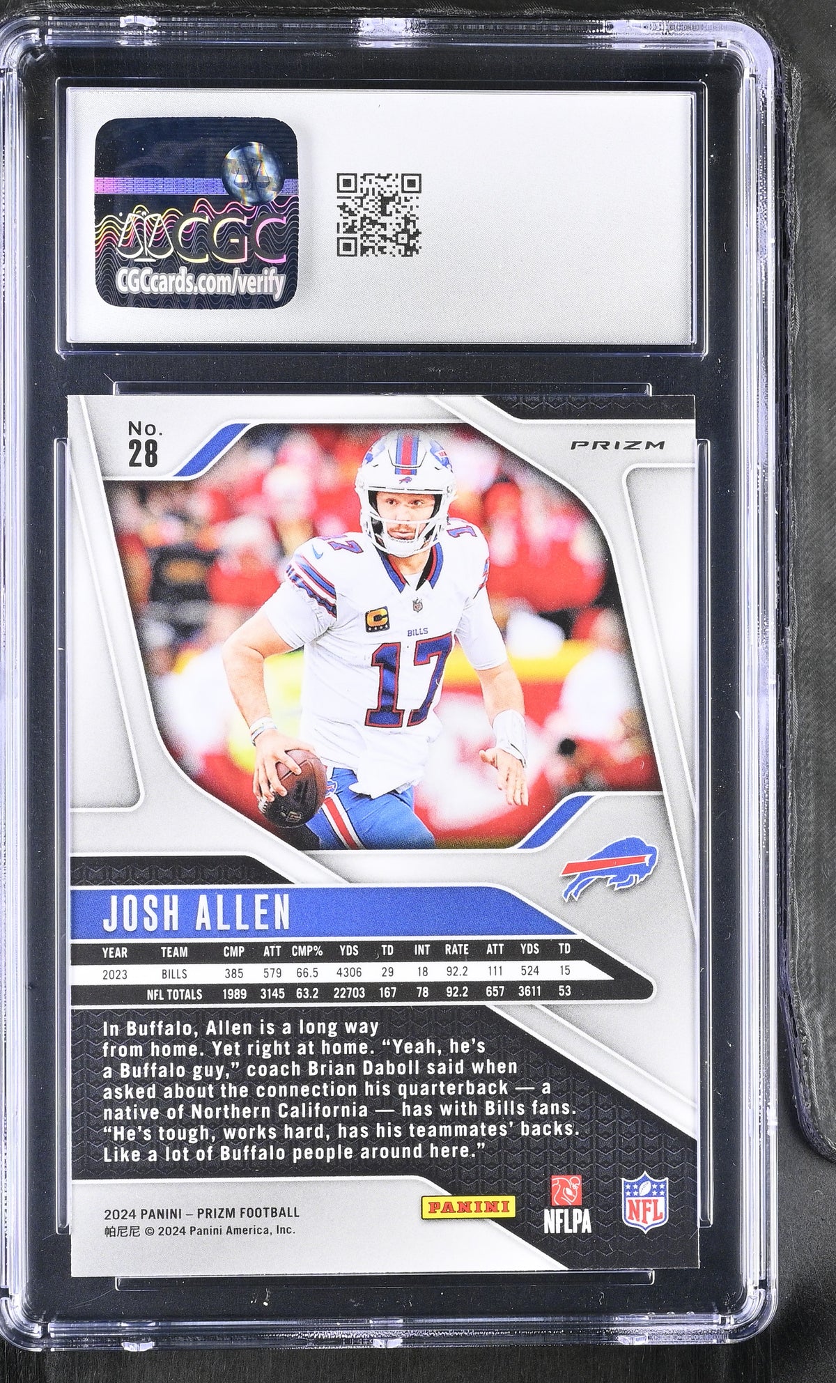 Josh Allen 2024 Panini Prizm Red White Blue Card #28 CGC 10-Powers Sports Memorabilia