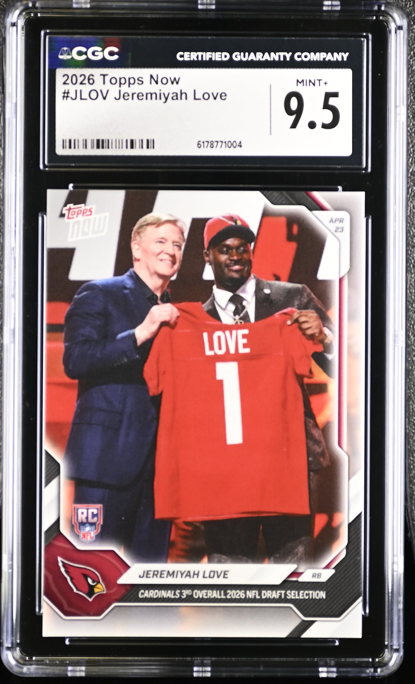 Jeremiyah Love 2026 Topps Now Rookie Card #JLOV CGC 9.5-Powers Sports Memorabilia