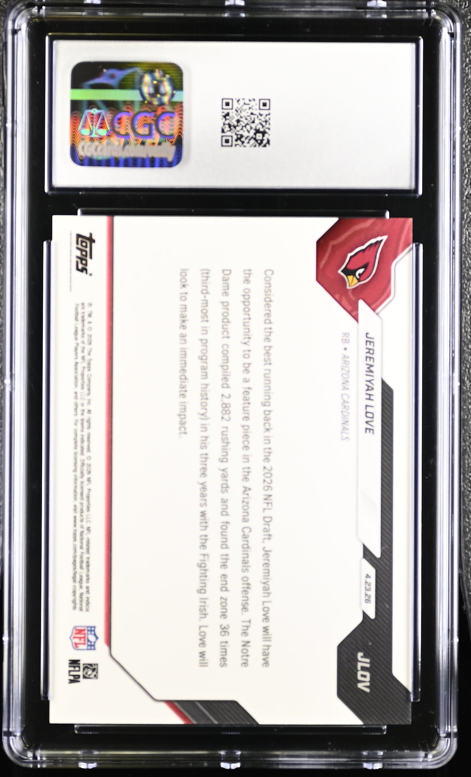 Jeremiyah Love 2026 Topps Now Rookie Card #JLOV CGC 9.5-Powers Sports Memorabilia
