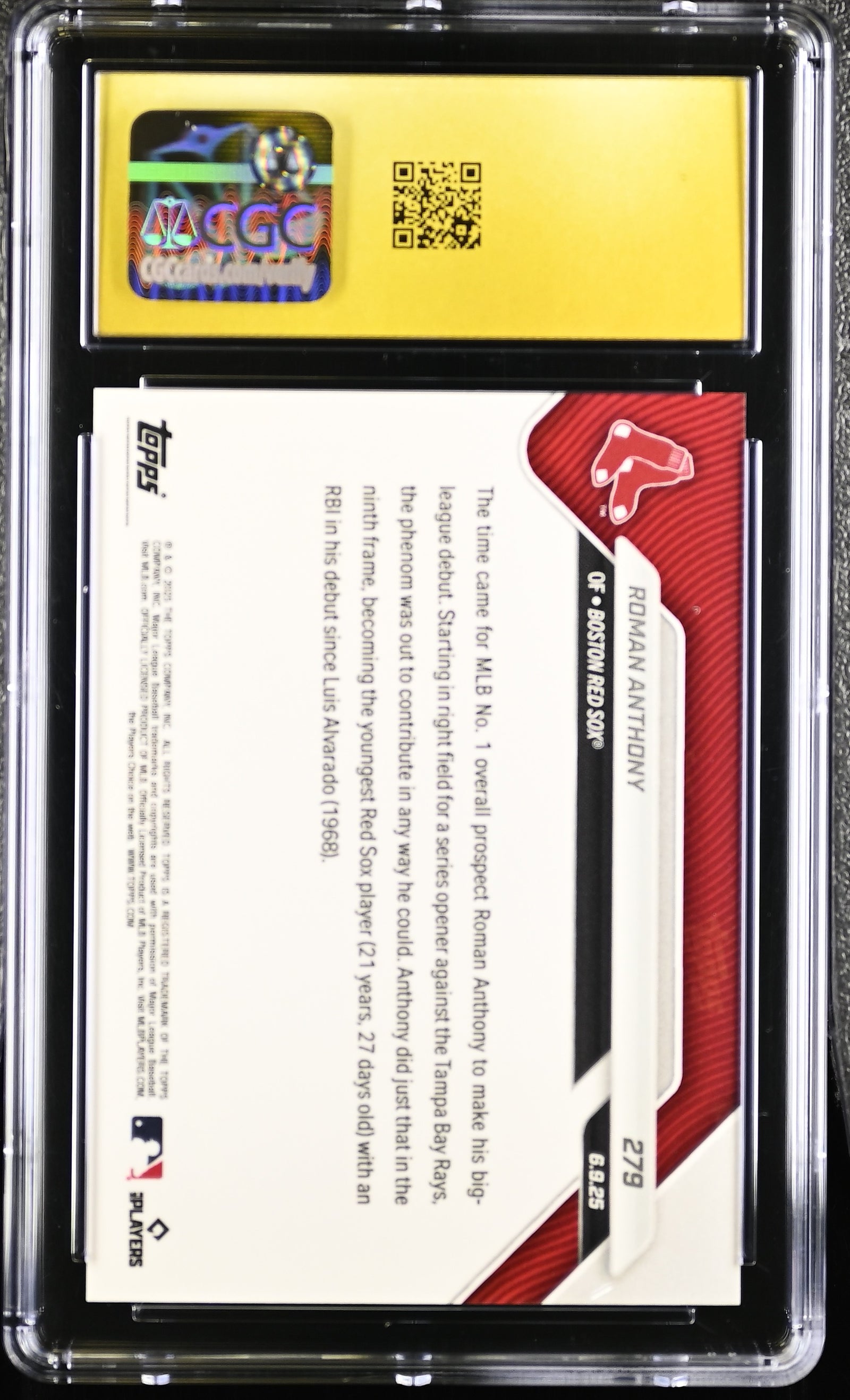 Roman Anthony 2025 Topps Now Rookie Card #279 CGC Pristine 10-Powers Sports Memorabilia