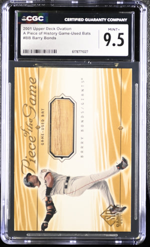 Barry Bonds 2001 Upper Deck Game-Used Bat Card #BB CGC 9.5-Powers Sports Memorabilia