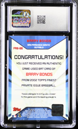 Barry Bonds 2003 Topps Finest Game-Used Bat Card #FRB-BB CGC 5-Powers Sports Memorabilia