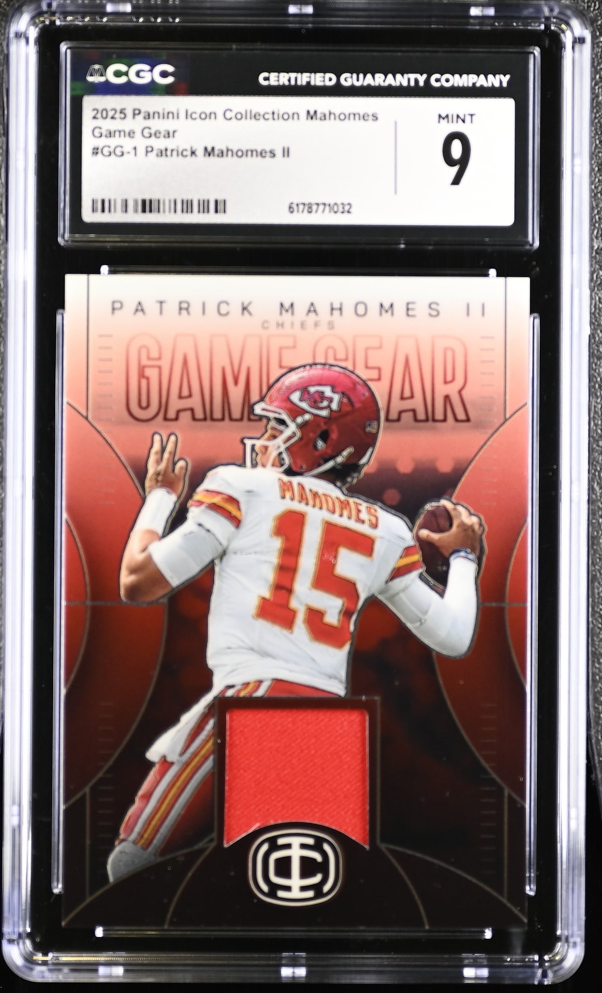 Patrick Mahomes II 2025 Panini Icon Patch Card #GG-1 CGC 9-Powers Sports Memorabilia