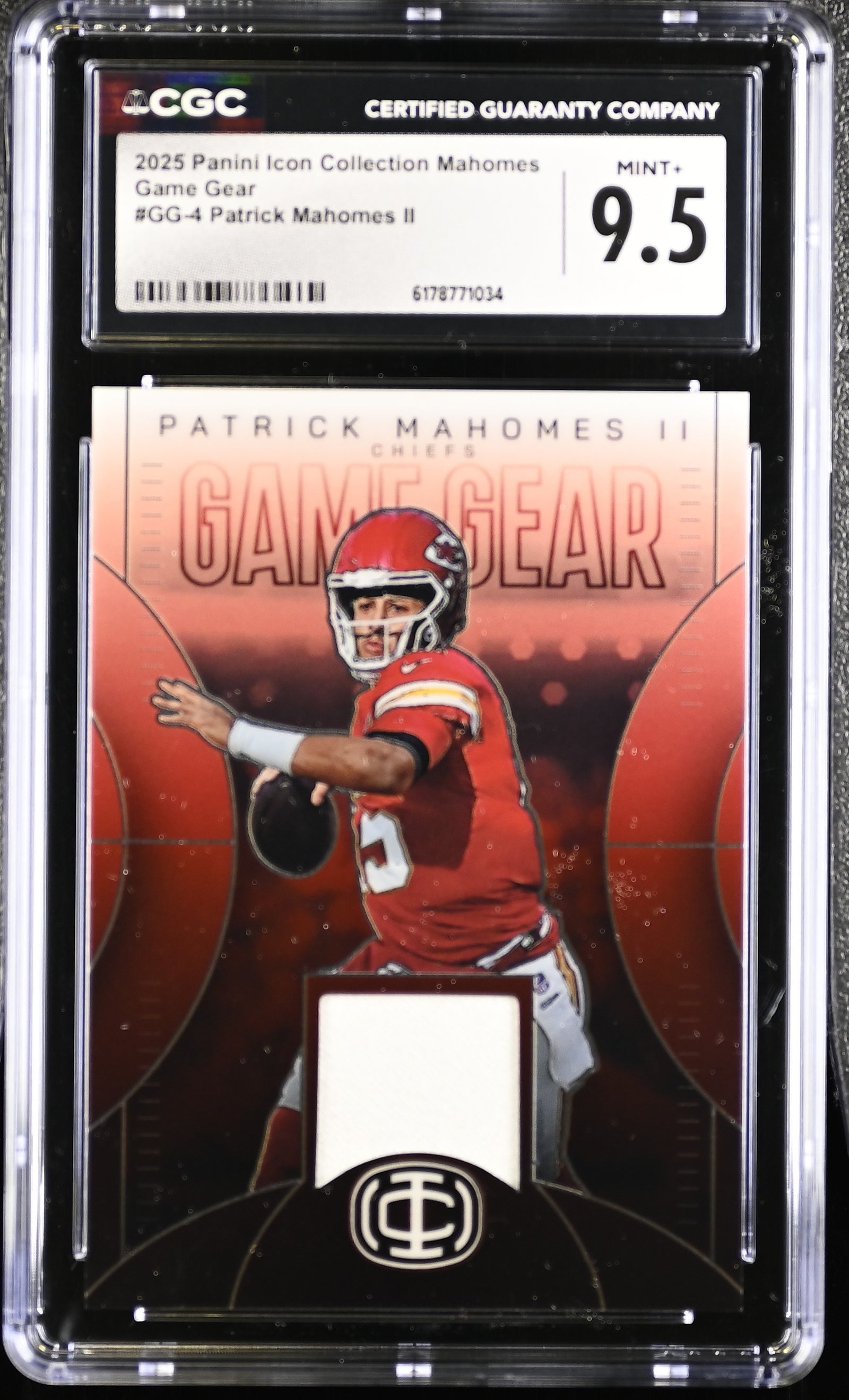 Patrick Mahomes II 2025 Panini Icon Patch Card #GG-4 CGC 9.5-Powers Sports Memorabilia