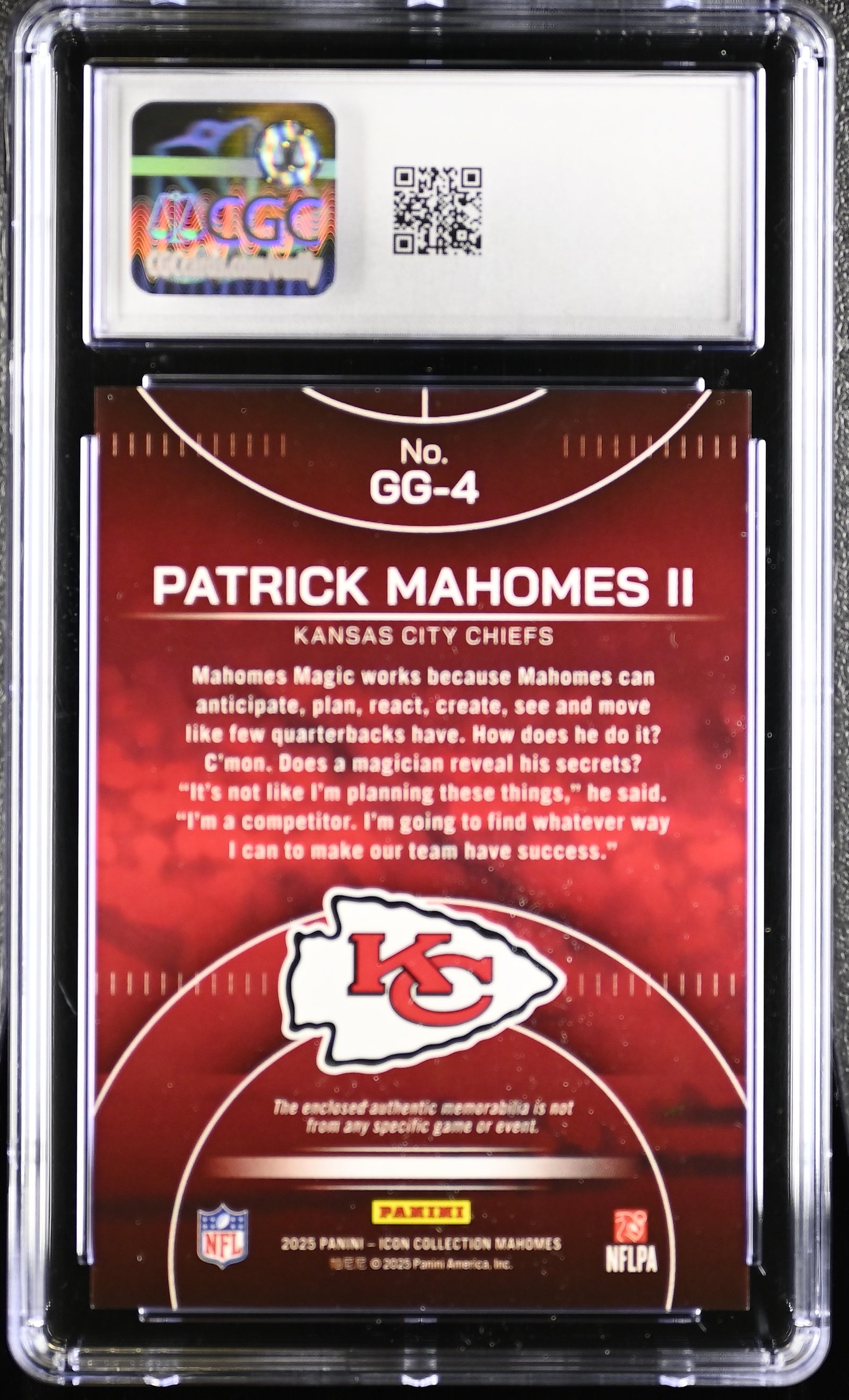 Patrick Mahomes II 2025 Panini Icon Patch Card #GG-4 CGC 9.5-Powers Sports Memorabilia