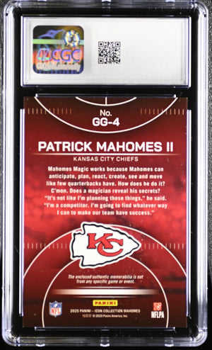 Patrick Mahomes II 2025 Panini Icon Patch Card #GG-4 CGC 9.5