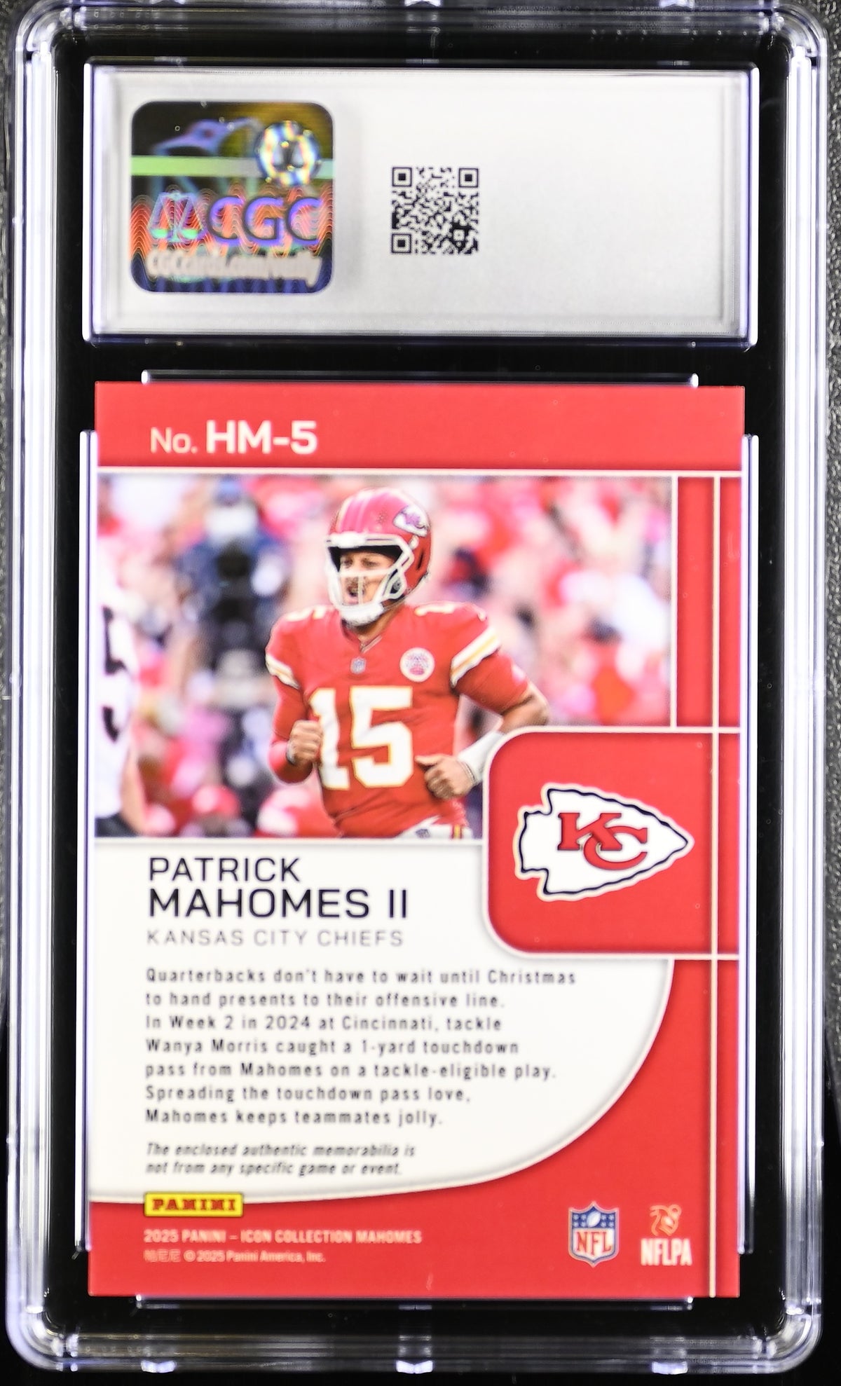 Patrick Mahomes II 2025 Panini Icon Patch Card #HM-5 CGC 9.5-Powers Sports Memorabilia