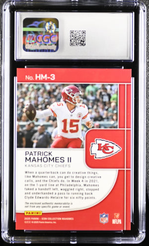 Patrick Mahomes II 2025 Panini Icon Patch Card #HM-3 CGC 9.5-Powers Sports Memorabilia
