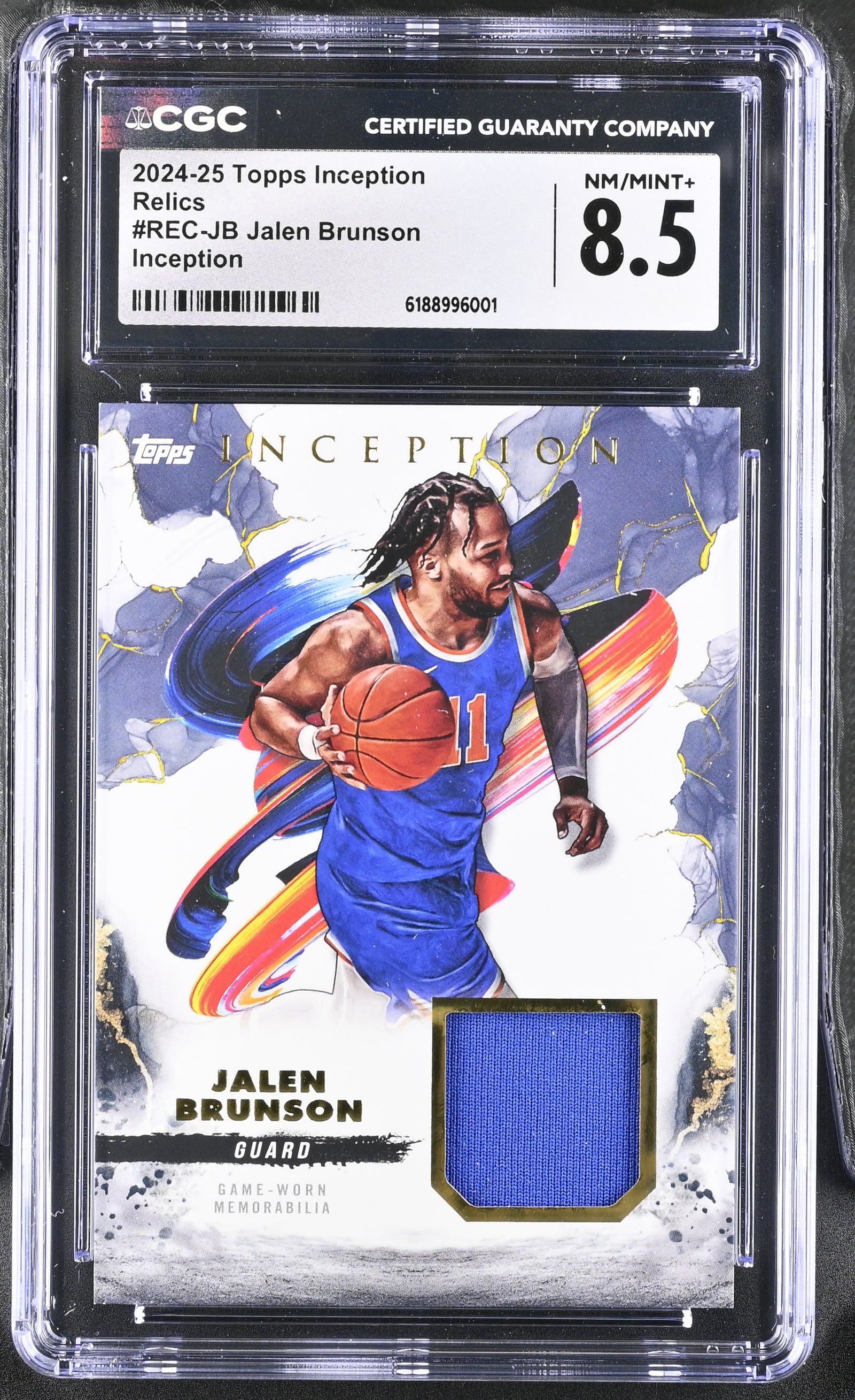 Jalen Brunson 2024 Topps Inception Game-Worn Jersey Card #REC-JB CGC 8.5-Powers Sports Memorabilia