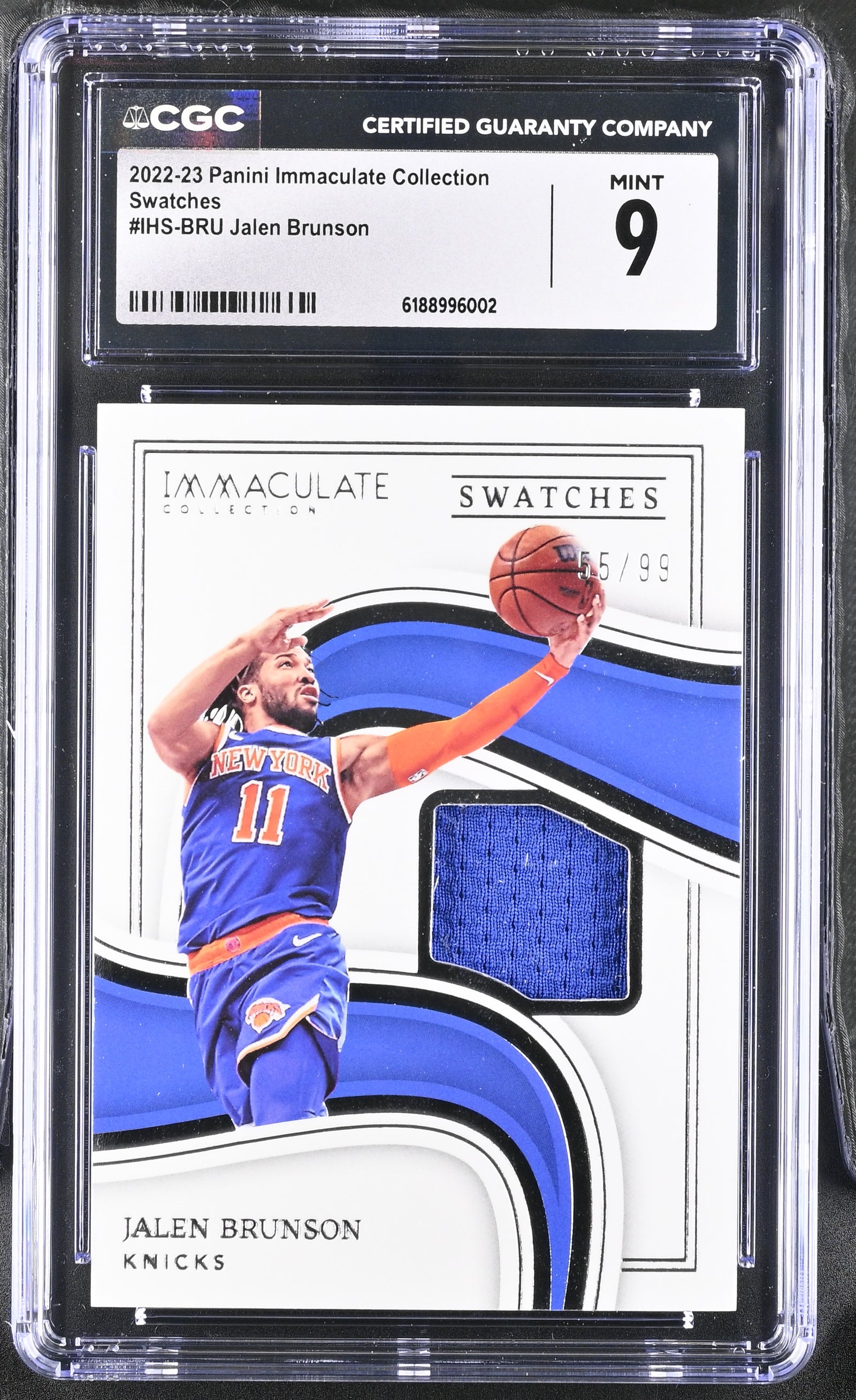 Jalen Brunson 2022 Panini Immaculate Game-Used Jersey Card #IHS-BRU CGC 9-Powers Sports Memorabilia