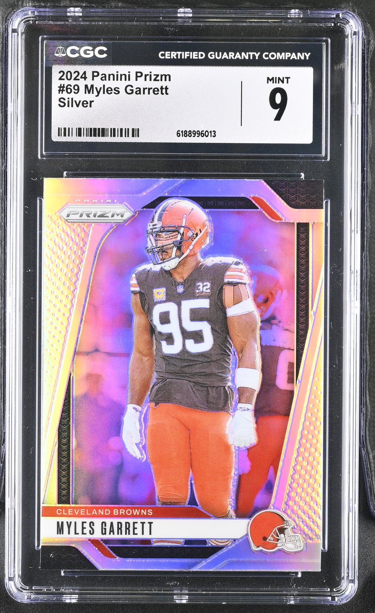 Myles Garrett 2024 Panini Prizm Silver Card #69 CGC 9-Powers Sports Memorabilia