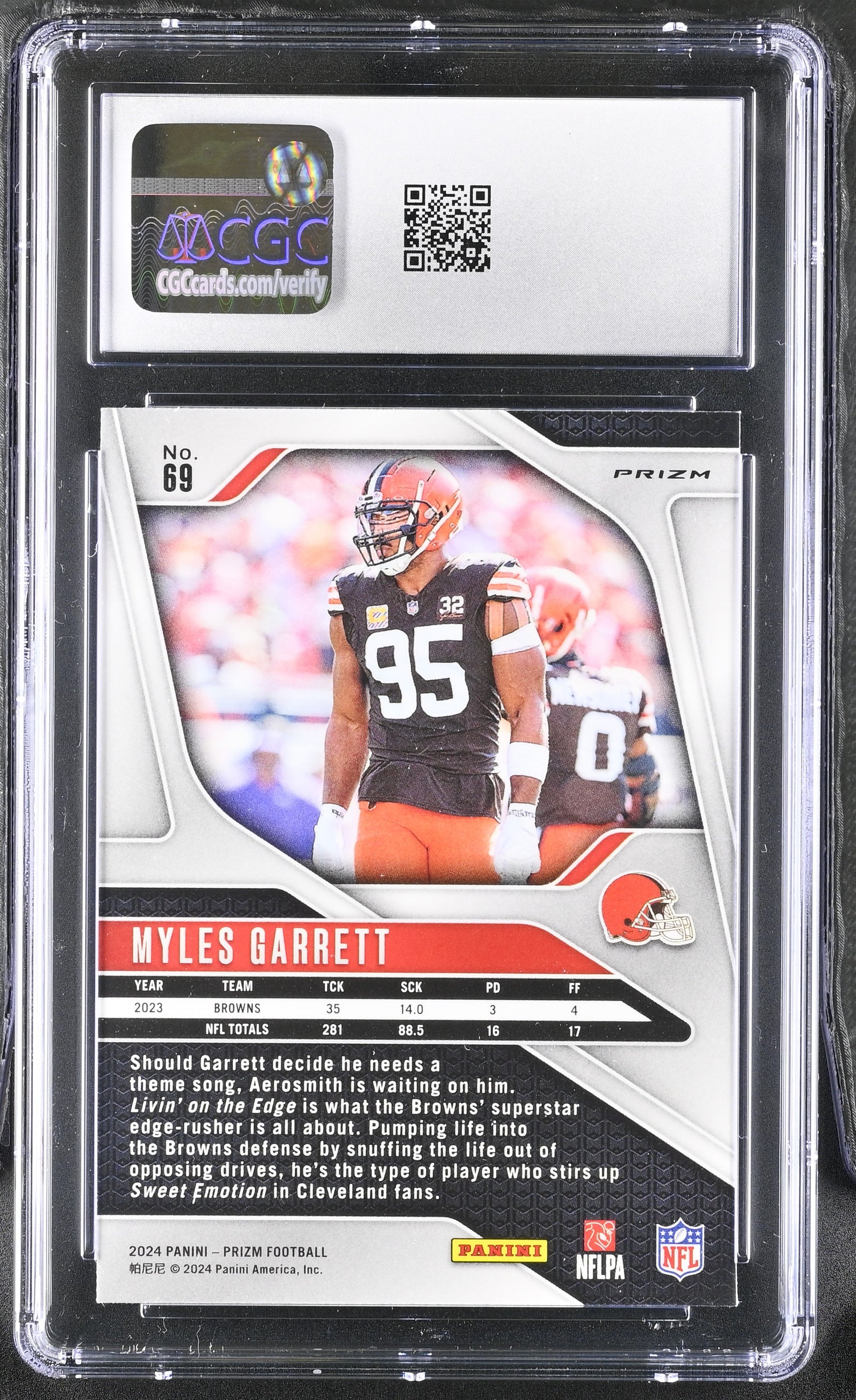 Myles Garrett 2024 Panini Prizm Silver Card #69 CGC 9-Powers Sports Memorabilia