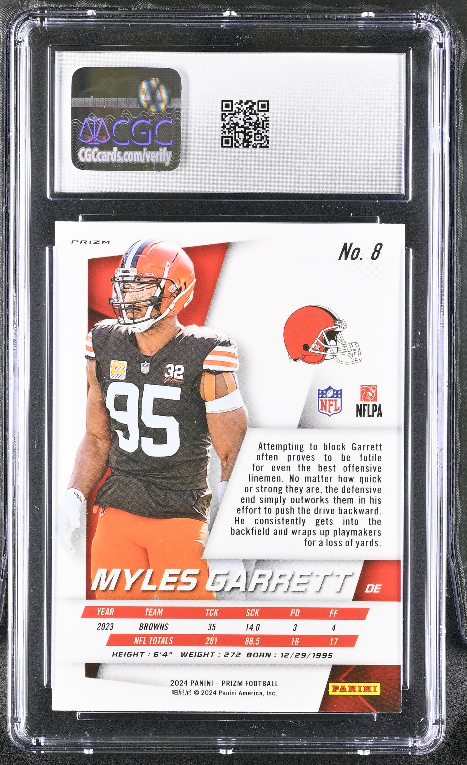Myles Garrett 2024 Panini Prizm Flashback Card #8 CGC 10-Powers Sports Memorabilia