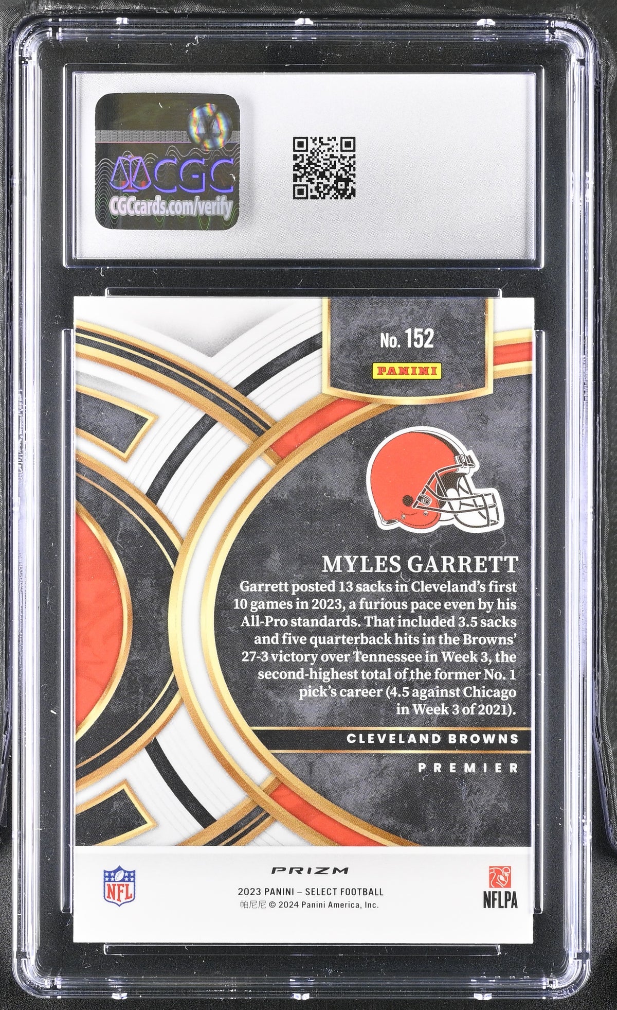 Myles Garrett 2023 Panini Select Silver Card #152 CGC 9-Powers Sports Memorabilia