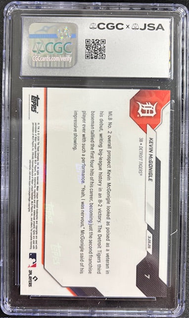 Kevin McGonigle 2026 Topps Now Rookie Card #7 CGC 9 Auto 10 - additional image
