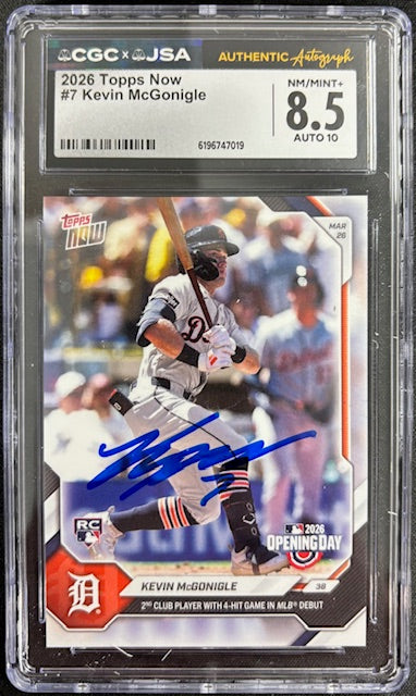 Kevin McGonigle 2026 Topps Now Rookie Card #7 CGC 8.5 Auto 10 747019