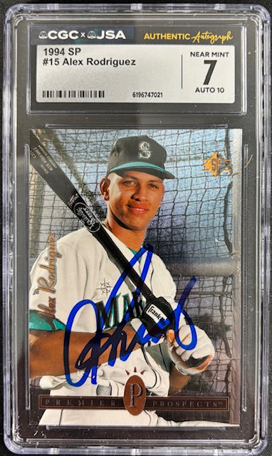 Alex Rodriguez 1994 SP Premier Rookie Card #15 CGC 7 Auto 10-Powers Sports Memorabilia