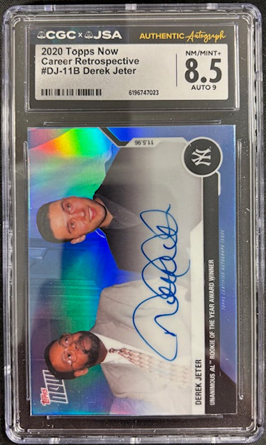 Derek Jeter 2020 Topps Now Career Card #DJ-11B CGC 8.5 Auto 9