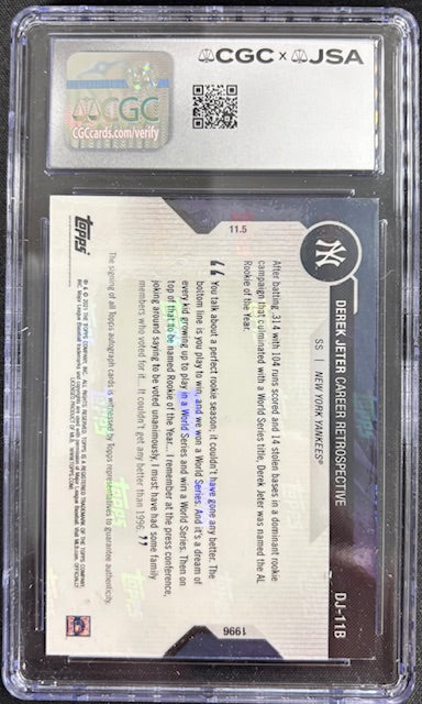Derek Jeter 2020 Topps Now Career Card #DJ-11B CGC 8.5 Auto 9 - additional image