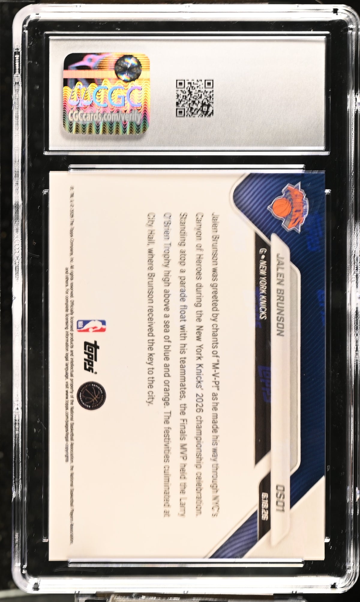 Jalen Brunson 2025 Topps Now Knicks NBA Victory Parade Card #OS01 CGC 10-Powers Sports Memorabilia