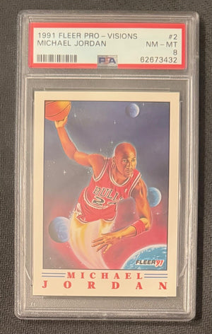 Michael Jordan 1991 Fleer Pro Visions Chicago Bulls Basketball Card #2 Graded PSA 8 Cert #62673432-Powers Sports Memorabilia