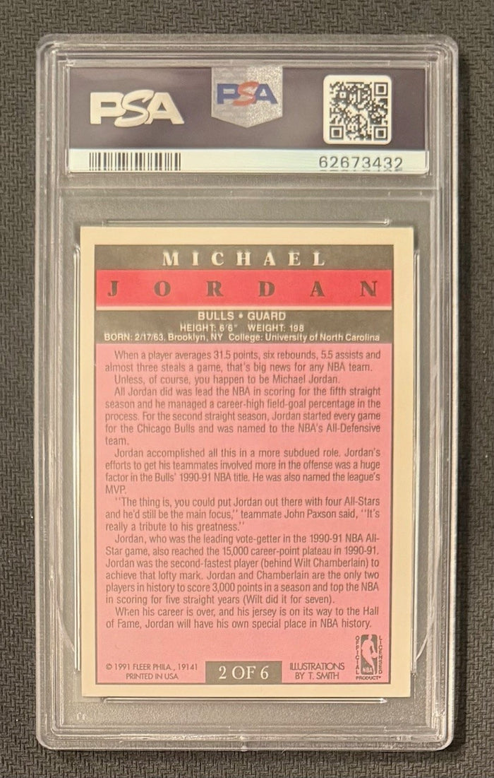 Michael Jordan 1991 Fleer Pro Visions Chicago Bulls Basketball Card #2 Graded PSA 8 Cert #62673432-Powers Sports Memorabilia