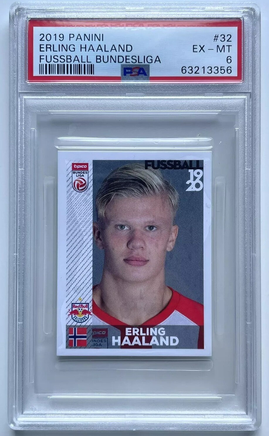Erling Haaland 2019 Panini Fussball Bundesliga Soccer Rookie Card #32 Graded PSA 6-Powers Sports Memorabilia