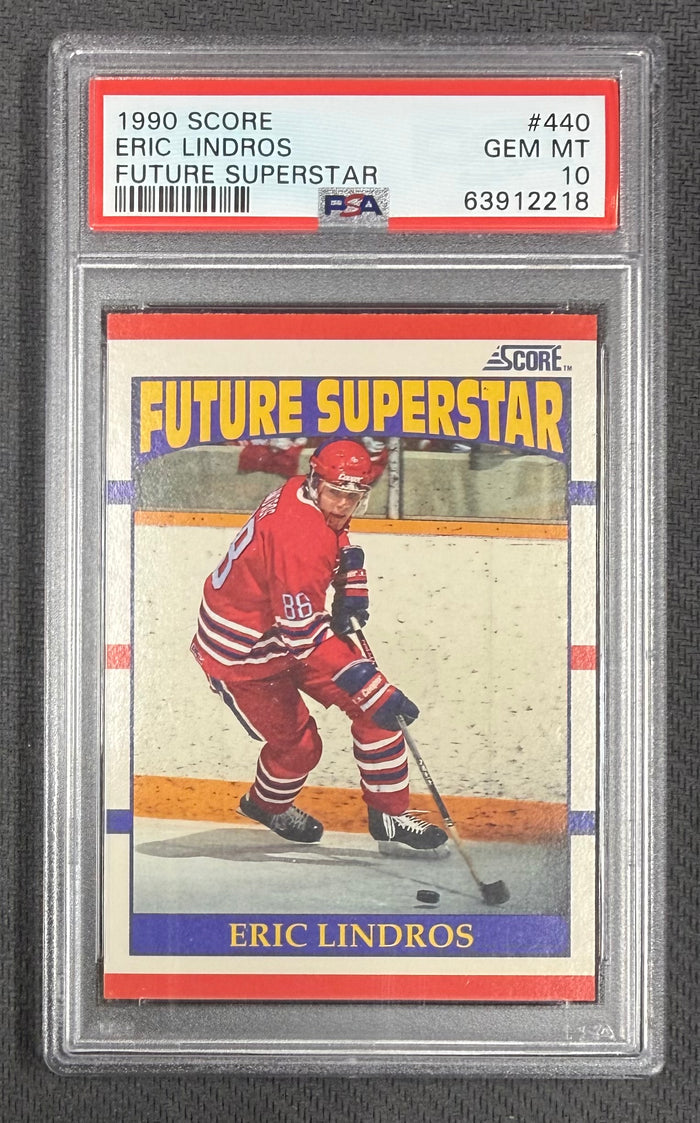 Eric Lindros 1990 Score Future Superstar Hockey RC Rookie Card #440 Graded PSA 10 Cert #63912218-Powers Sports Memorabilia