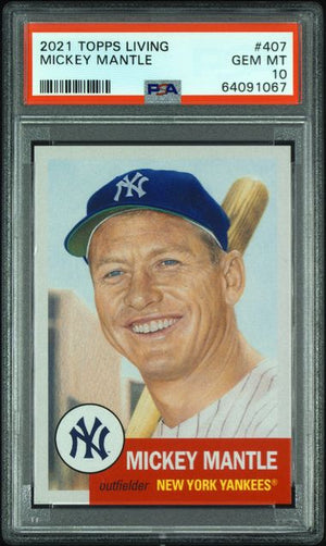 Mickey Mantle 2021 Topps Living Baseball Card #407 Graded PSA 10-Powers Sports Memorabilia