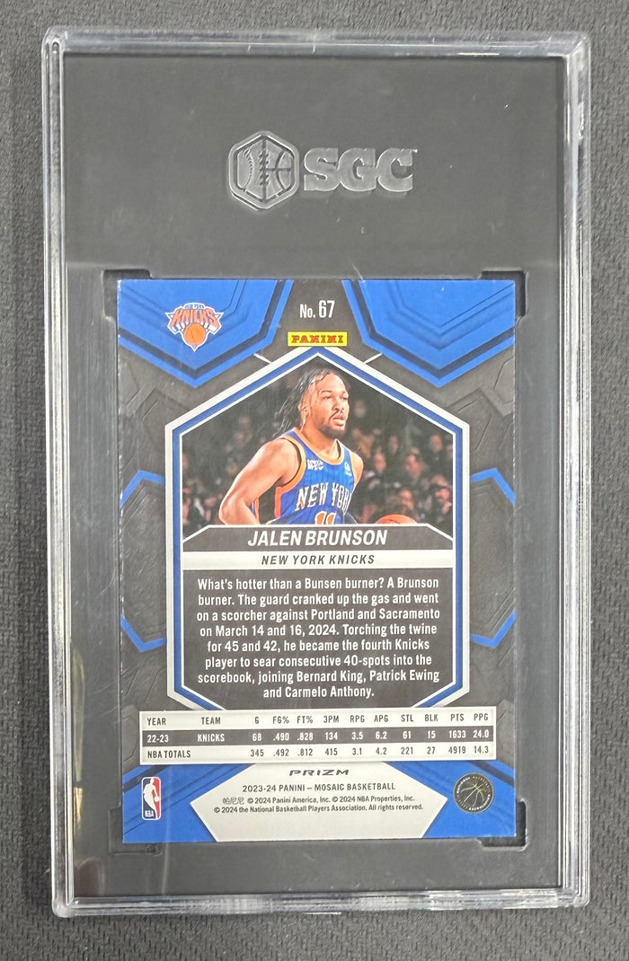 Jalen Brunson 2023-24 Panini Mosaic Green Prizm New York Knicks Basketball Card #67 Graded SGC 10 Cert #6431770-Powers Sports Memorabilia