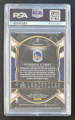 Stephen Curry 2020 Panini Select Blue Prizm Basketball Card #57 Graded PSA 10-Powers Sports Memorabilia