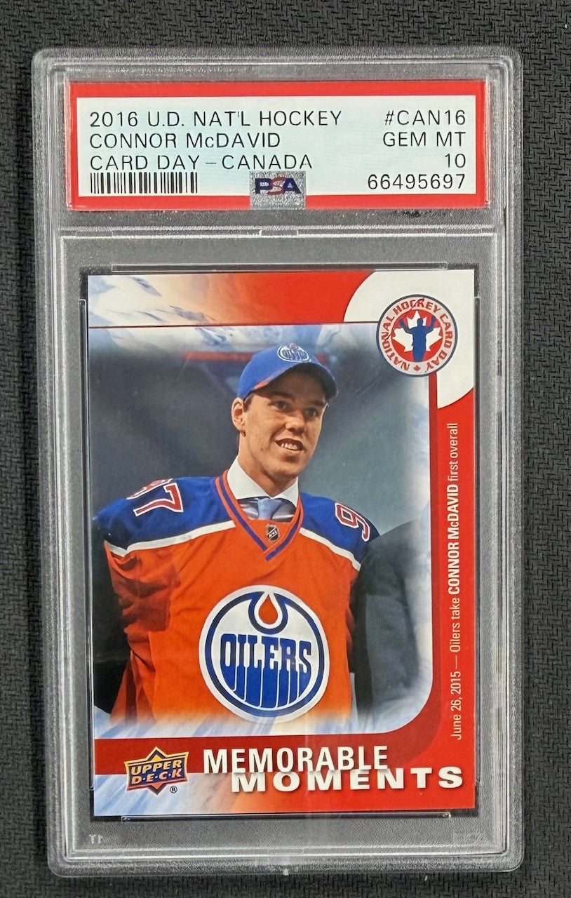 Connor McDavid 2016 Upper Deck National Hockey Day Canada Hockey Card #CAN16 Graded PSA 10 Cert #66495697-Powers Sports Memorabilia