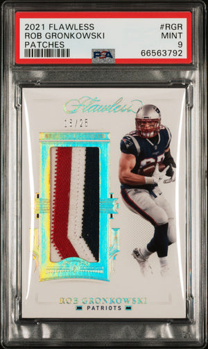 Rob Gronkowski 2021 Panini Flawless Football Player Worn Jersey Patch Card #PAT-RGR 16/25 Graded PSA 9 Cert #66563792-Powers Sports Memorabilia