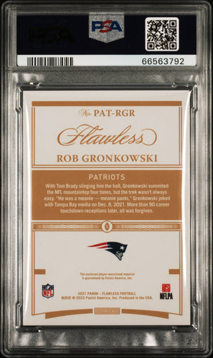 Rob Gronkowski 2021 Panini Flawless Football Player Worn Jersey Patch Card #PAT-RGR 16/25 Graded PSA 9 Cert #66563792-Powers Sports Memorabilia