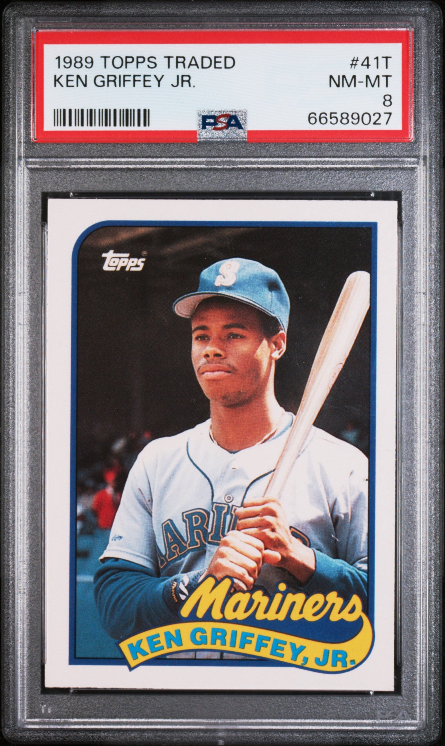 Ken Griffey Jr. 1989 Topps Traded Seattle Mariners Baseball RC Rookie Card RC #41T Graded PSA 8 Cert #66589027-Powers Sports Memorabilia