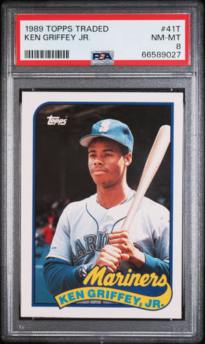 Ken Griffey Jr. 1989 Topps Traded Seattle Mariners Baseball RC Rookie Card RC #41T Graded PSA 8 Cert #66589027-Powers Sports Memorabilia