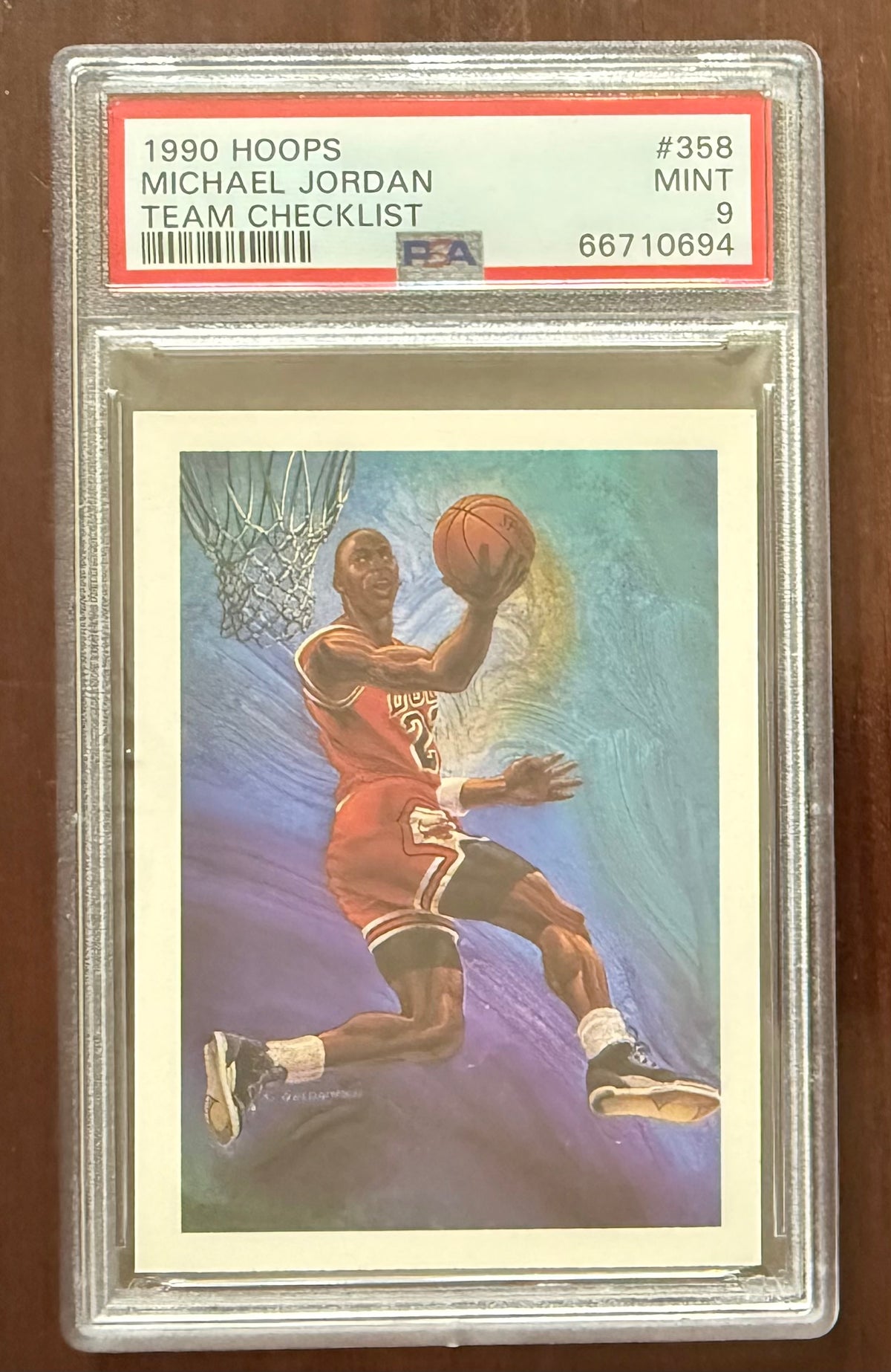Michael Jordan 1990 Hoops Chicago Bulls Basketball Team Checklist Card #358 Graded PSA 9 Cert #66710694-Powers Sports Memorabilia