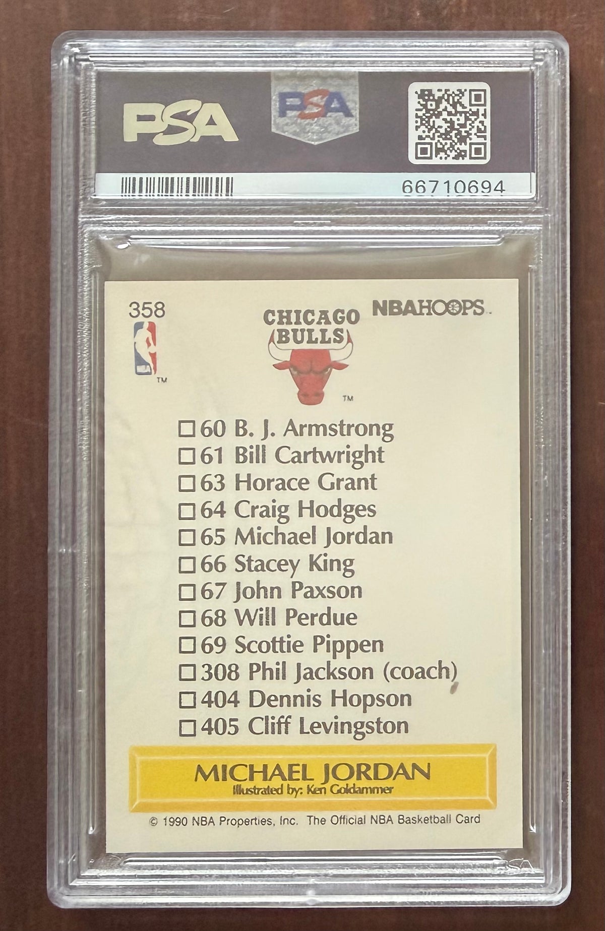 Michael Jordan 1990 Hoops Chicago Bulls Basketball Team Checklist Card #358 Graded PSA 9 Cert #66710694-Powers Sports Memorabilia