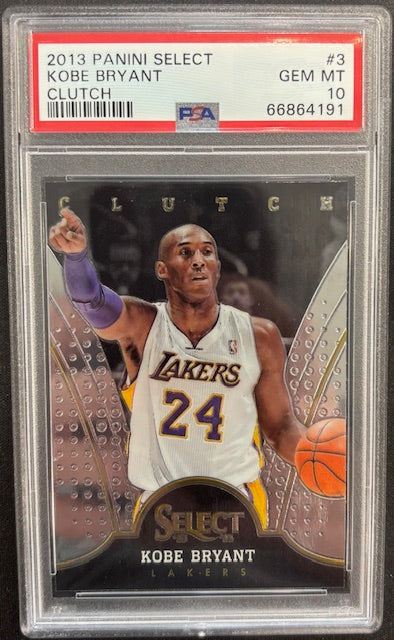 Kobe Bryant 2013 Panini Select Clutch Lakers Card #3 PSA 10