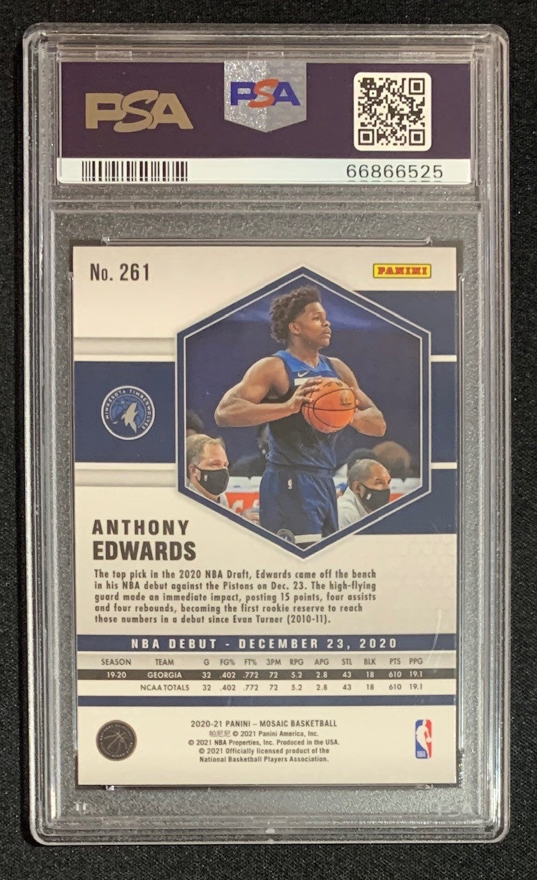 Anthony Edwards 2020 Panini Mosaic Basketball Rookie Card #261 Graded PSA 10-Powers Sports Memorabilia