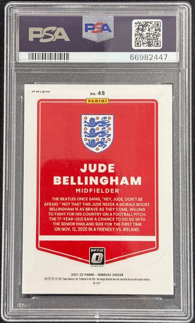 Jude Bellingham 2021 Donruss Optic Red Velocity Card #48 PSA 10-Powers Sports Memorabilia