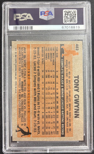 Tony Gwynn 1983 Topps San Diego Padres Baseball RC Rookie Card #482 Graded PSA 8 Cert #67018819-Powers Sports Memorabilia