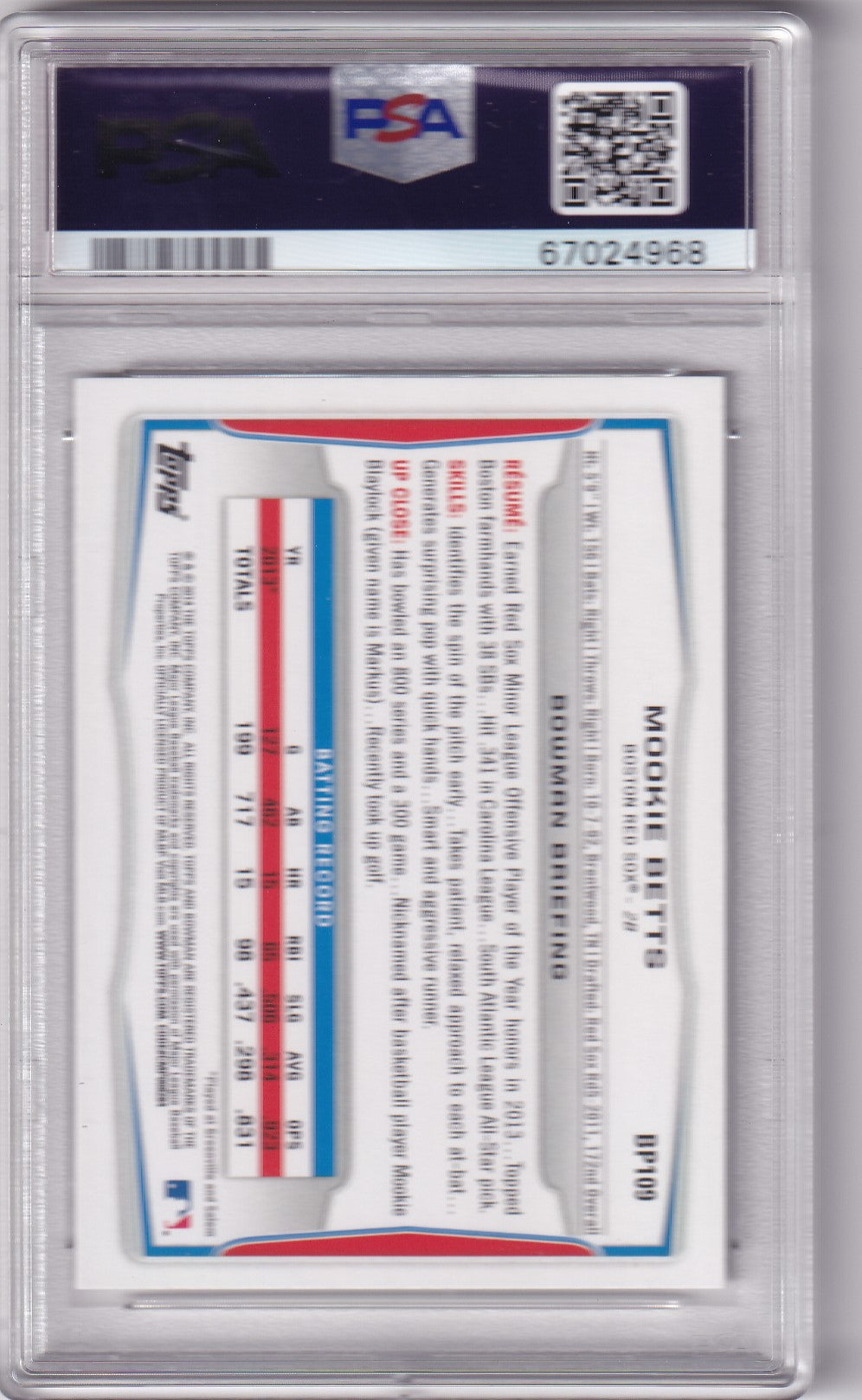 Mookie Betts 2014 Bowman Prospects Rookie Card #BP109 PSA 10