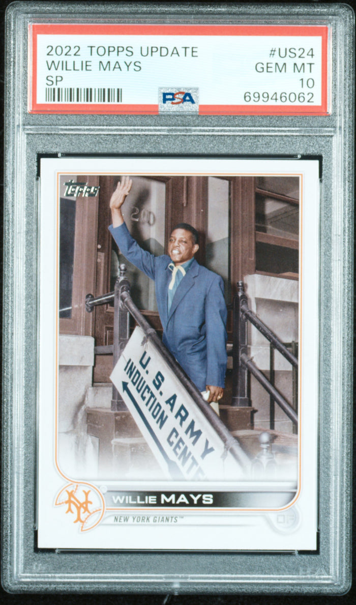 Willie Mays 2022 Topps Update SP New York Giants Baseball Card #US24 Graded PSA 10 Cert #69946062-Powers Sports Memorabilia