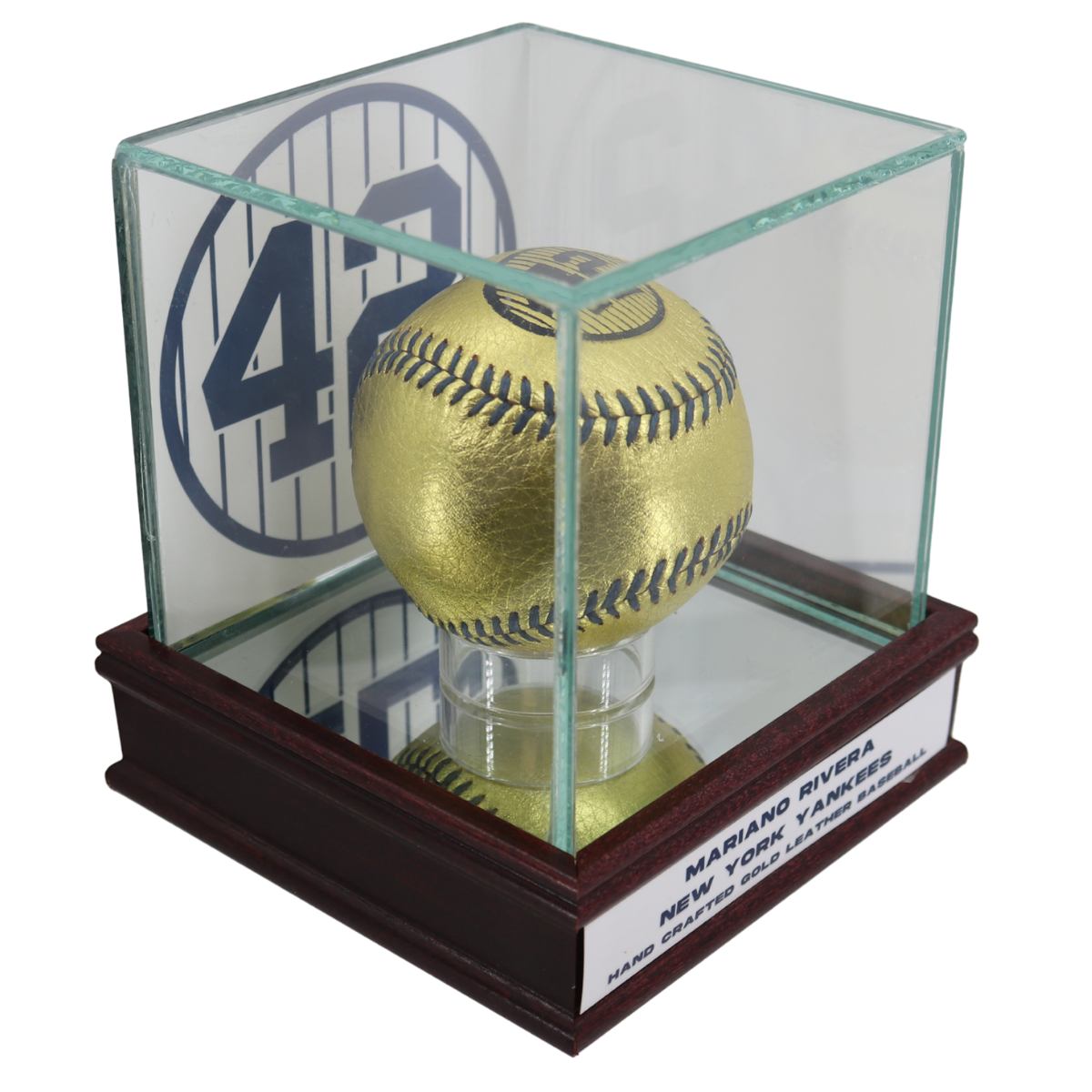 Mariano Rivera New York Yankees Signed Inscribed Hand Stitched Gold Baseball LE of 42-Powers Sports Memorabilia