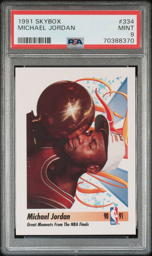 Michael Jordan 1991 SkyBox Chicago Bulls Basketball Card #334 Graded PSA 9 Cert #70388370-Powers Sports Memorabilia