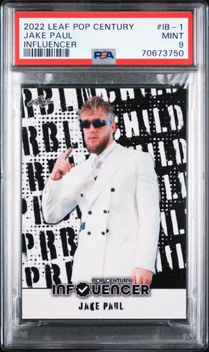 Jake Paul 2022 Leaf Pop Century Inflencer Rookie Card #IB-1 Graded PSA 9-Powers Sports Memorabilia