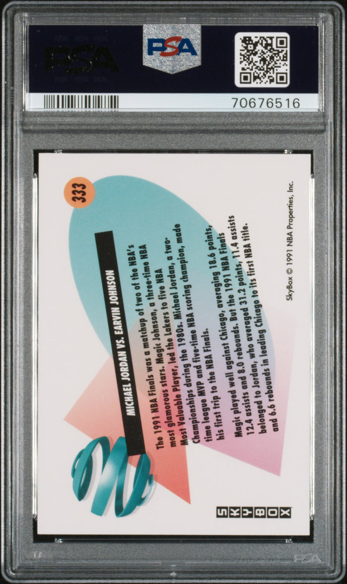 Michael Jordan vs Magic 1991 SkyBox Basketball Card #333 Graded PSA 8 Cert #70676516-Powers Sports Memorabilia